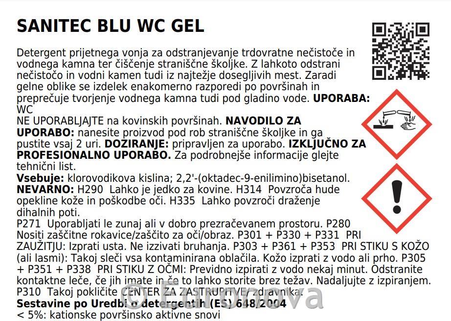 Blu WC Gel /700ml/ za wc školjke,pisoare